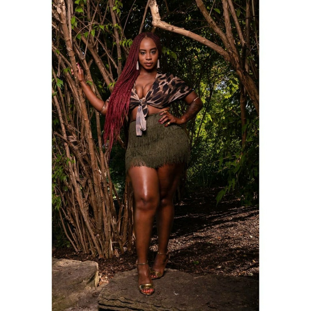 olive green  fringe skirt